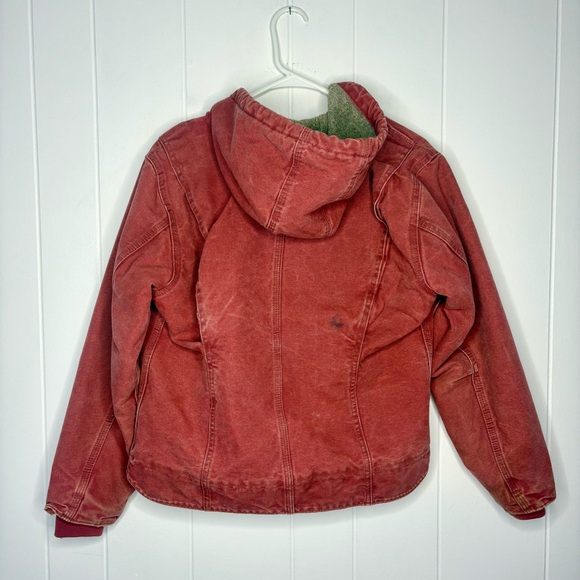 Vintage Y2K Carhartt Hooded Pink Rose Detroit Jacket Pink WJ141 VRS Women's XS - Picture 10 of 13